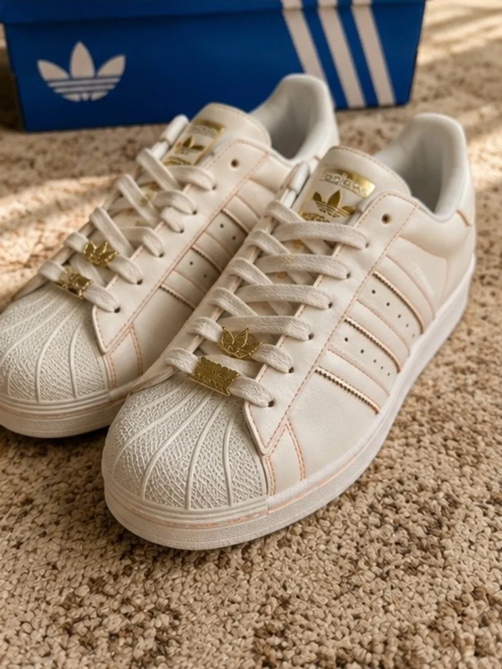 Adidas Women’s Superstar II W Shoes JS1379 Size 10 Off White Gold Metallic NWT